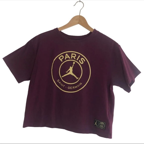 Nike Other - ❌sold❌Nike Air Jordan Bordeaux Paris Saint-Germain Short Sleeve Crop 2XL XXL